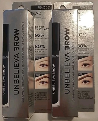2 Loreal Unbelieva Brow 580 Black Longwear Gel Sweat Smudge Resistant Waterproof - Image 1 of 4