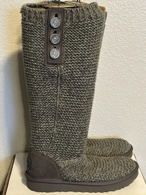 New UGG Australia Purl Cardy Knit Winter Boots UGGPURE Womens's US 6 EU 37 Gray - Image 1 of 4