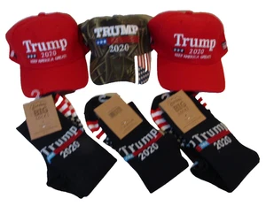 Trump Keep America Great 2020 Cap and Socks Lot of 3 New with Tags T234 - Picture 1 of 4