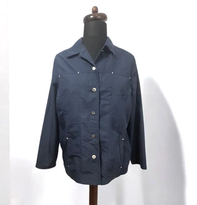 BONITA Vtg Y2K Navy Boxy Utility Light Jacket L 12-14 - Image 1 of 4