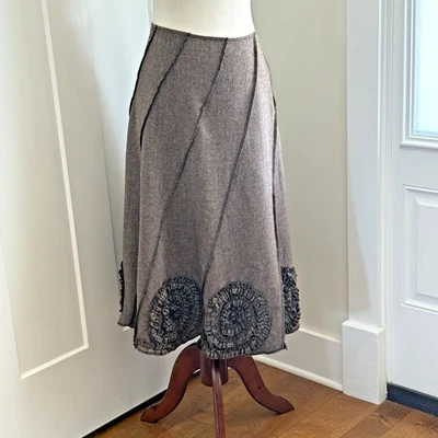 Maxi falda Sunny Leigh para mujer mezcla de lana - talla 12 - tweed marrón línea A remolino Foto 1 de 4