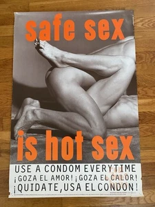 Safe Sex is Hot Sex Use a Condom Every Time 1991 Poster 34X 23 Steven Meisel - Picture 1 of 10