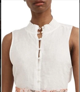 Witchery Linen Button Down Sleeveless White Top -Size 14 - 5+ items free AU post - Picture 1 of 15