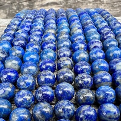 Echte Lapislazuli Edelstein 8mm Perlen 39cm Strang Lazurstein lose Perlen - Bild 1 von 4