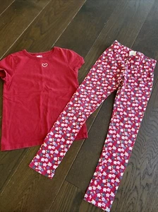 Crazy 8 Girl M 7-8 Floral Leggings Red Shirt Set Lot Guc Outfit - Picture 1 of 6