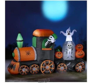 84" Outdoor Lightup Blowup Halloween Train Decoration Inflatable - Picture 1 of 2