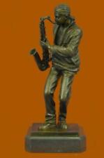 Main Fabriqué Américain Noir Saxophone Lecteur Musicien Bronze Sculpture Affaire