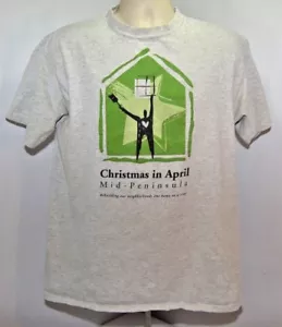 Camiseta De Colección Años 80 Gris XMas Abril Mid Peninsula Reconstrucción Hogar Para Hombres L Hecha en EE. UU. - Imagen 1 de 10