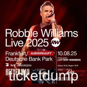 2 Robbie Williams Tickets | Sitzplätze Haupttribühne | Frankfurt | 10.08.2025 - Bild 1 von 1