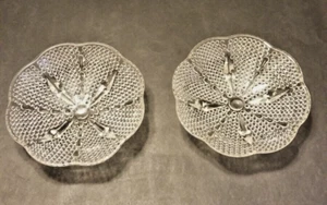 Glass Dewdrop Dishes Set of 2. Hobnail Footed 6 inches. - Picture 1 of 7