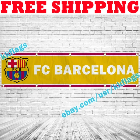 Barcelona FC Club Flag Banner 2x8 ft Spanish La Liga 2022 Fan Gift Sign Cover
