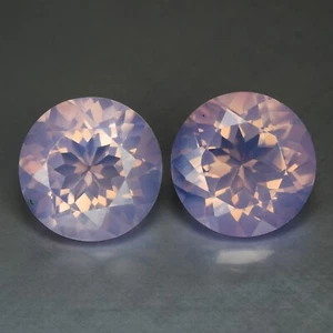 12.16ct 12mm Round 2Pcs Matching Pair Rose De France Lavender Amethyst earthmine - Picture 1 of 3