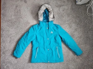 ZeroXposur Girls Size 16 XL Aqua Blue Zip Up Snowboard Coat Faux Fur Trim Hood - Picture 1 of 11