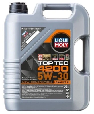 LIQUI MOLY 8973 TOPTEC 4200 5W30 C3 LONGLIFE OLIO motore auto SINTETICO 5 LITRI