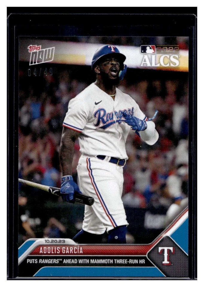 2023 Topps Now #1023 Adolis García Blue Parallel Card #d 4/49 - Image 1 of 2