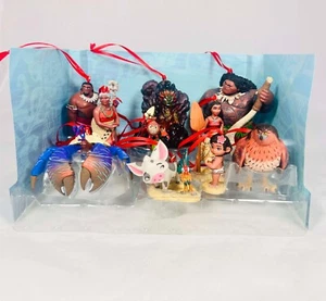 Disney Moana Christmas Ornaments 10pc Custom Figure Set - Maui Pua Hei Hei Crab - Picture 1 of 2