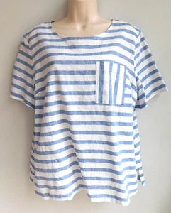 Liz Claiborne S/S blau & weiß gestreiftes Top Large - Bild 1 von 6