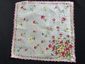Vintage Ladies’ Pink, Yellow & White Floral Print Hankie/Handkerchief - Picture 1 of 4