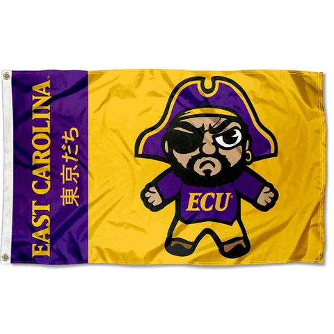 East Carolina Pirates Kawaii Tokyodachi Mascot 3x5 Banner Flag Cover