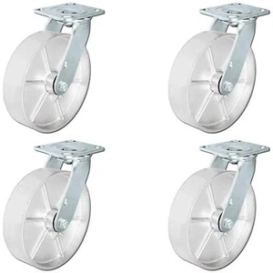 CasterHQ - 8"" x 2"" Stahlradrollen - 4er Set Rollen - 4 Stück drehbar - Bild 1 von 3