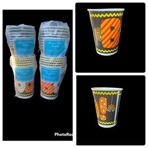 Vintage Halloween Black Orange Boo Spooky Spider Waxed Paper Cups 32 9oz NOS USA - Picture 1 of 4