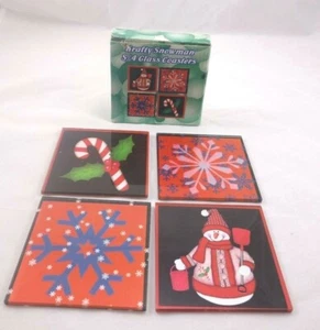 4 Glas Weihnachtsuntersetzer Krafty Schneemann OVP - Bild 1 von 4