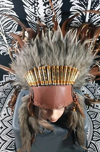 American Indian Headdress Warbonnet Brilliant for Carnival Party Feather... - Picture 1 of 5