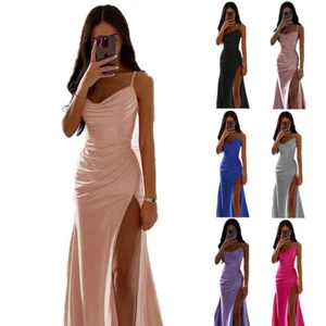 Women Ball Gown Slit Strap Dress Dress Clubwear Party Summer Sexy Evening - Picture 1 of 30