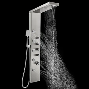 Shower Panel Tower with Rainfall Waterfall Shower Head, 5 Body Jets and 3-Functi - Picture 1 of 7