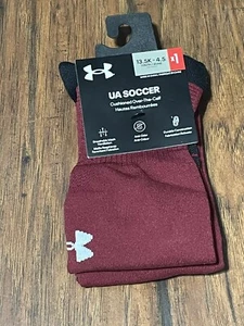 Under Armour Socks Cardinal Red Cushioned UA Soccer Over-the-Calf Logo Youth L - Picture 1 of 2