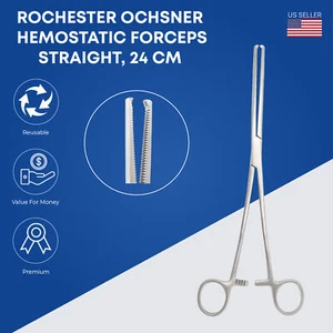 Rochester Ochsner Hemostatic Forceps 24cm Straight - Surgical Instruments - Picture 1 of 2