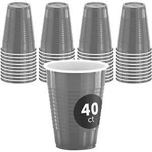 40 Party Cups 12 oz Disposable Plastic Cups for Birthday Party Bachelorette C...