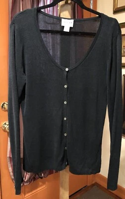 Cárdigan de lana negro Oscar de la Renta tejido ajustado y tan ligero talla 12 ¡USADO EN EXCELENTE ESTADO!! Foto 1 de 4