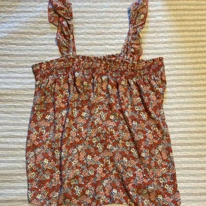 LOFT Blumen Boho ärmellose Bluse breite Rüschen Träger Relaxed Fit leicht L - Bild 1 von 2