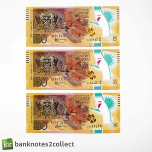TRINIDAD & TOBAGO: 3 x 50 Trinidad & Tobago Dollar Banknotes - Consecutive SNs - Photo 1/2