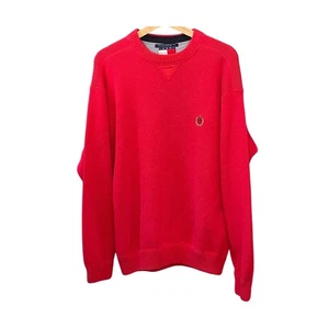 Y2K Tommy Hilfiger Red Crest Cotton Knit Sweater Preppy Collegiate Retro Medium - Bild 1 von 6