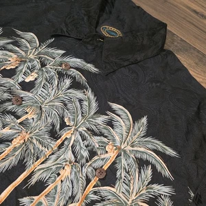 Hawaiian Reserve Collection 100% Silk Short Sleeve Tropical Palm Shirt Size XL - Picture 1 of 8