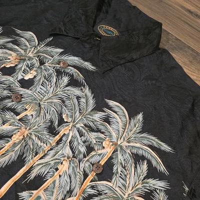 Hawaiian Reserve Collection 100% Silk Short Sleeve Tropical Palm Shirt Size XL - Image 1 of 4
