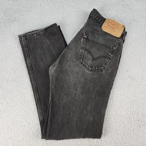 Vintage Levis 501 Jeans Mens 34x34 Black Denim Straight Leg Button Fly USA 90s - Picture 1 of 17