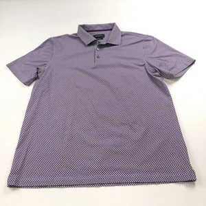 Bugatchi Large Cotton Spandex Golf SS Button Polo Shirt All Over Print Blue - Picture 1 of 8