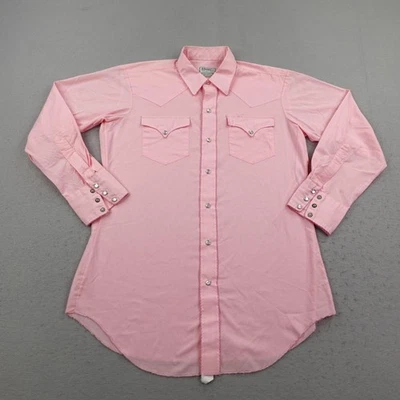 Vintage H Bar C Shirt Mens Large size 16-33 Pink Western Pearl Snap Rodeo Ranch - Image 1 of 4