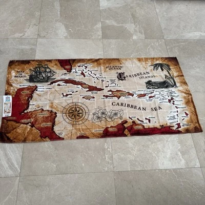 "Toalla multicolor mapa del mar Caribe 30"" X 60"" 100 % algodón" Foto 1 de 4