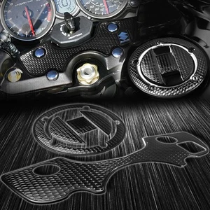 Handle Bar Yoke Cover+Fuel Cap Sticker 08-20 Busa GSX-1300R GSXR Perforate Black - Picture 1 of 9