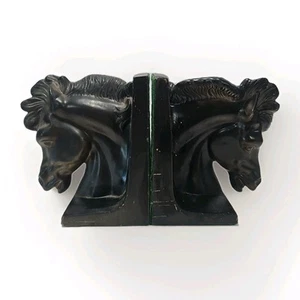 Vtg Horse Head Bookends Ceramic Mid Century Equestrian Mantel Library Pair - Picture 1 of 14