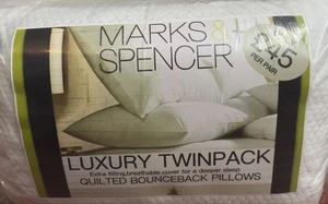 Marks & Spencer White Hotel Quality Quilted Pillows Twin Pack Luxury MRP £45 - Picture 1 of 1