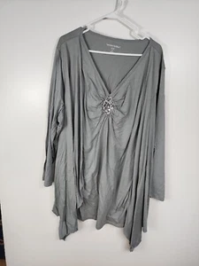 Woman Within Übergröße 26 28 2X grau Pailletten 3/4 Arm - Bild 1 von 9