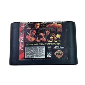 WWF Raw Sega Genesis case box & cartridge tested WF WWE pro wrestling - Picture 1 of 4