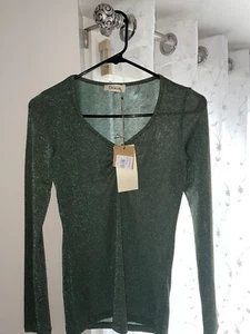 Dixie Top in Melange-Optik mit Raffung Electric Green Sparkle Disco Small - Bild 1 von 3