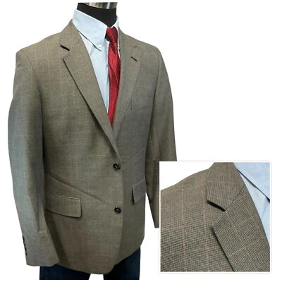 42R клубная комната клетку коричневый бежевый персиковый окно костюм куртка спортивное пальто блейзер - Изображение 1 из 4