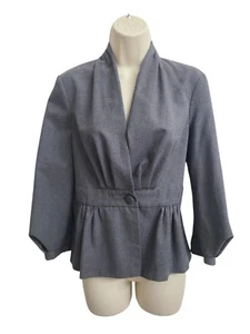 Zara Damen Blazer Grau Einknopf Ballonärmel Büro Größe SMALL Kostenloser Versand - Bild 1 von 7